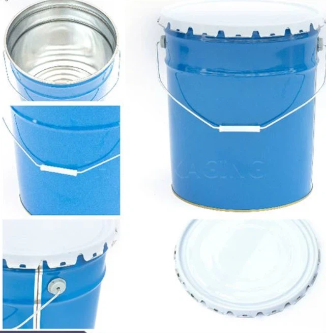 Металеве відро з відкритою головкою та внутрішніми частинами без підкладки